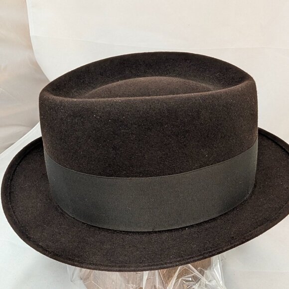 Vintage Royal Stetson Brown Fedora  hat 7-1/8 (2" Brim 4" Crown Teardrop) - Picture 5 of 10